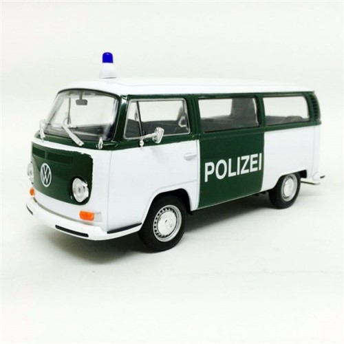 Miniatura Carro Volkswagen Kombi Bus T2 1972 Polizei 1:24 Welly