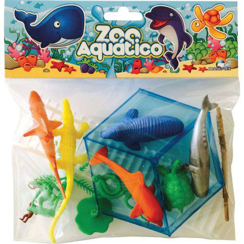 Miniatura Colecionavel Zoo Aquatico C/12 Pecas Brasilflex Pacote