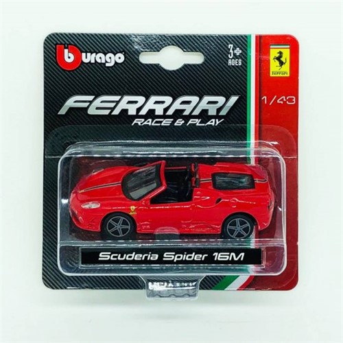 Miniatura Ferrari Scuderia Spider 16M Race e Play 1:43 - Burago