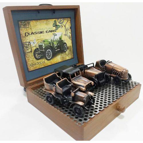 Miniaturas Decorativas de Carros de Época com Jeep em Metal