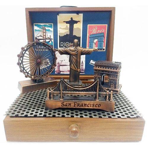 Miniaturas Decorativas de Monumentos do Mundo com Cristo Redentor em Metal