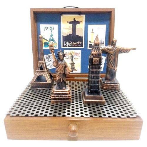 Miniaturas Decorativas de Monumentos do Mundo com Torre Eiffel em Metal
