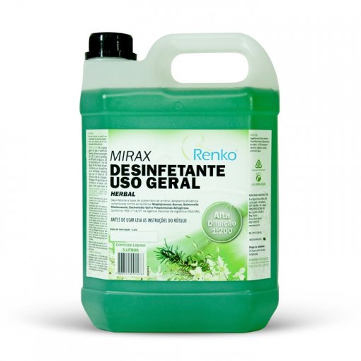 Mirax Desinfetante Alta Diluição Herbal 5 Litros RENKO
