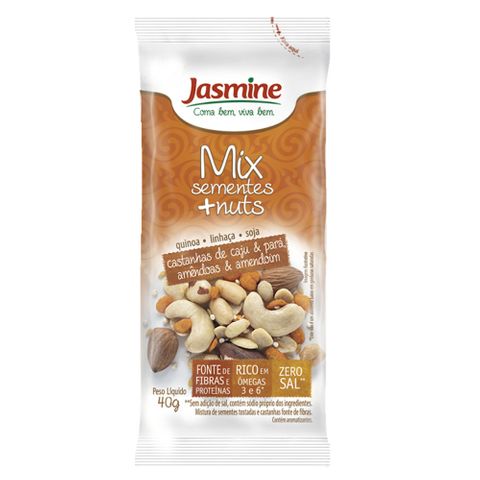 Mix Sementes e Nuts Castanha Caju, Pará e Amendoim 40g - Jasmine