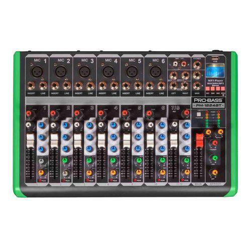 Mixer Mesa de Som 8 Canais PM-1224 USB Bluetooth - Pro Bass