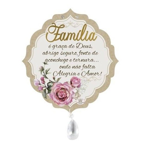 Móbile de Parede com Aplique Família...floral Branco 22x20 P17029
