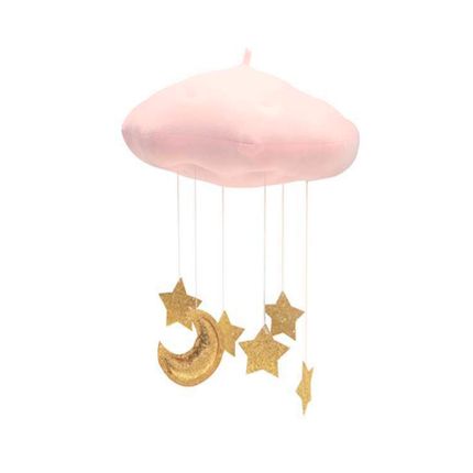 Móbile Nuvem e Estrela - Rosa com Dourado - Modali