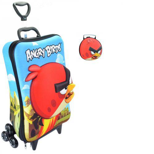 Mochila C Roda e Lancheira Angry Birds Red 3d - Maxtoy