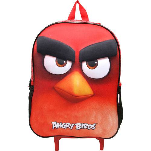Mochila de Rodinhas Santino 3D Angry Birds Vermelha