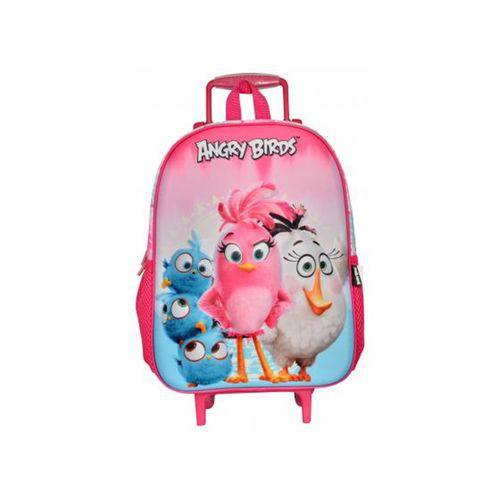 Mochila Escolar Carrinho 3D Pink Angry Birds - Santino