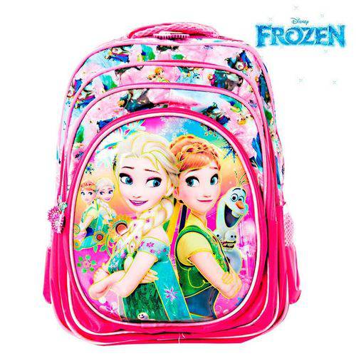 Mochila Infantil Escolar 3D Frozen Elsa e Anna de Costas