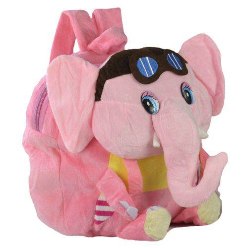 Mochila Infantil Pelucia 3D Elefante Óculos Rosa CBRN07554