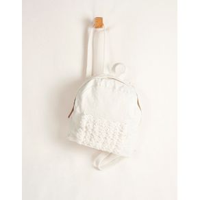 Mochila Lona Detalhe Crochet - Off White U