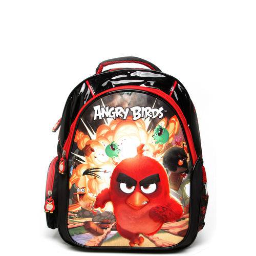Mochila Santino Angry Birds 3D Preta/Vermelha