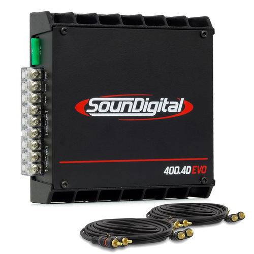 Módulo Soundigital SD400 4D Evolution II 400w RMS 4 Canais + 2 Cabos RCA de 5 Metros
