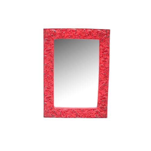 Moldura Decorativa com Espelho Egito Vermelho Provençal - Arte Retrô