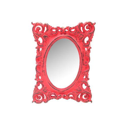 Moldura Decorativa com Espelho Guiana Vermelho Provençal - Arte Retrô