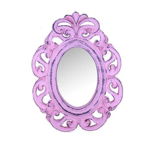 Moldura Decorativa com Espelho Itália Rosa Provençal - Arte Retrô