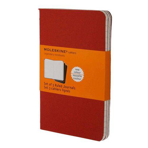 Moleskine Cahier Journal de Bolso Pautado Capa Flexivel com 3 Cadernos Vermelho