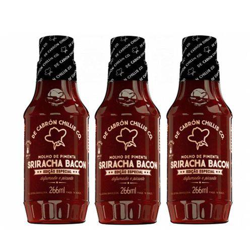 Molho de Pimenta de Cabrón Sriracha Bacon 266ml 03 Unidades