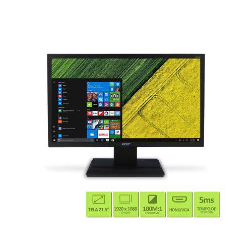 Monitor 21,5" Led Acer - Vga - Vesa - Full HD - Hdmi - Dvi -
