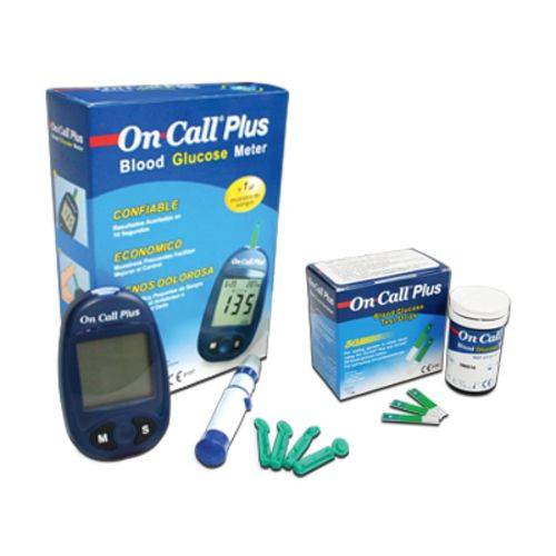 Monitor de Glicose + 50 Tiras de Medição de Glicose (frasco) - On Call Plus