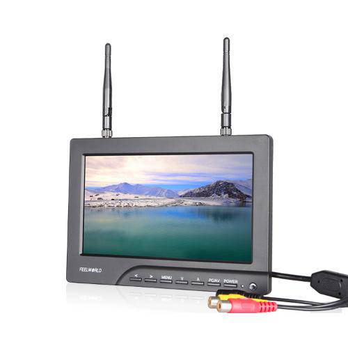Monitor Fpv 7" com Entrada Rca e Receptor Wireless 5.8ghz