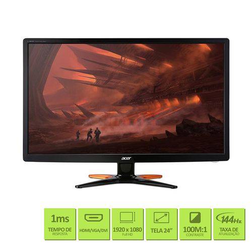 Monitor Gamer Acer 24'' Full HD IPS HDMI VGA - GN246HL