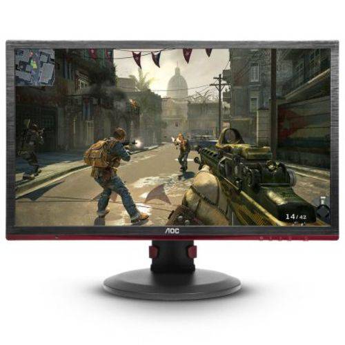 Monitor Led Aoc Gamer G2460PQU 24" Full HD/HDMI 75HZ Preto com Vermelho