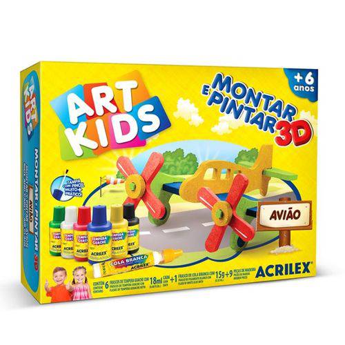Montar e Pintar 3D Avião Art Kids - Acrilex