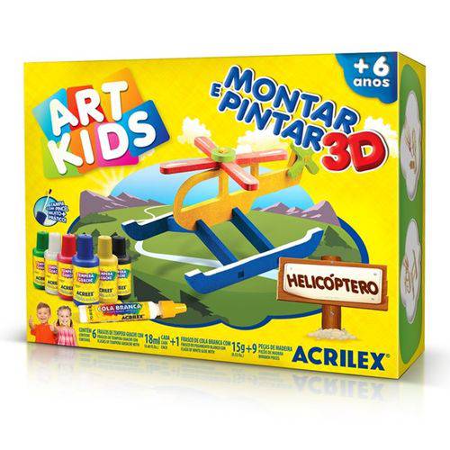 Montar e Pintar 3D Helicóptero Art Kids - Acrilex
