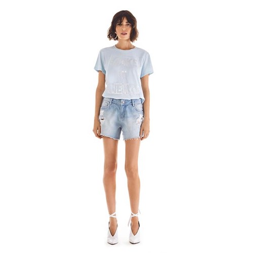 Morena Rosa | Shorts Five Pockets Barra Refilada Jeans 34