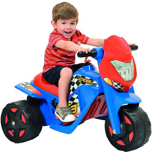 Moto Elétrica Infantil Ban Moto Cross Azul/Vermelho 6V - Bandeirante