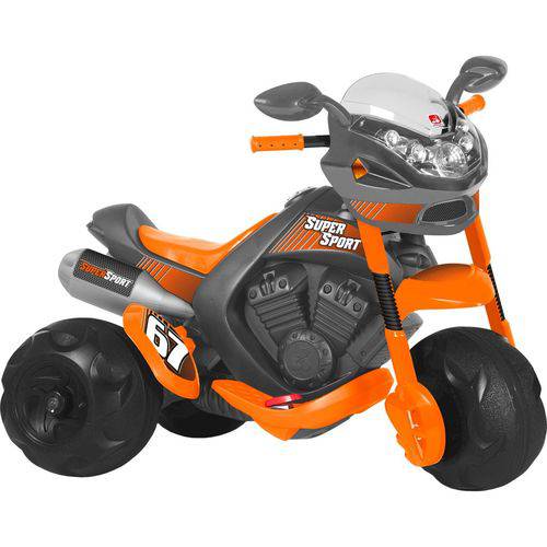 Moto Elétrica Infantil Bandeirante Supersport - El 6v - Cinza/laranja