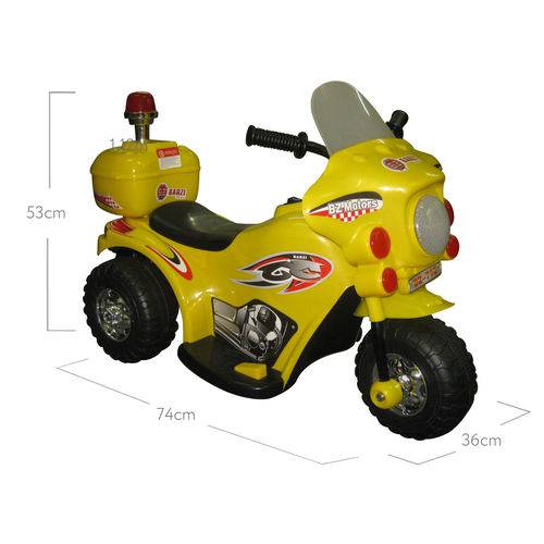 Moto Elétrica Infantil Triciclo Elétrico BZ Cycle Amarelo com Luz de Farol e Sirene Barzi Motors