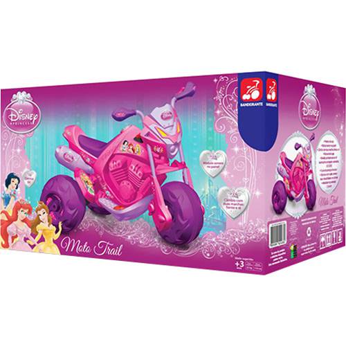 Moto Princesas Disney 6V Bandeirante Rosa e Roxo
