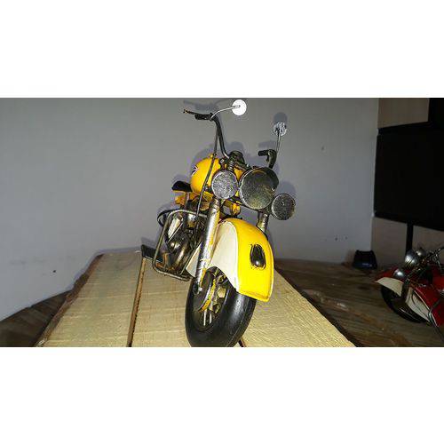 Moto Vintage Decorativa de Metal Motor Cycle Yellow 1216
