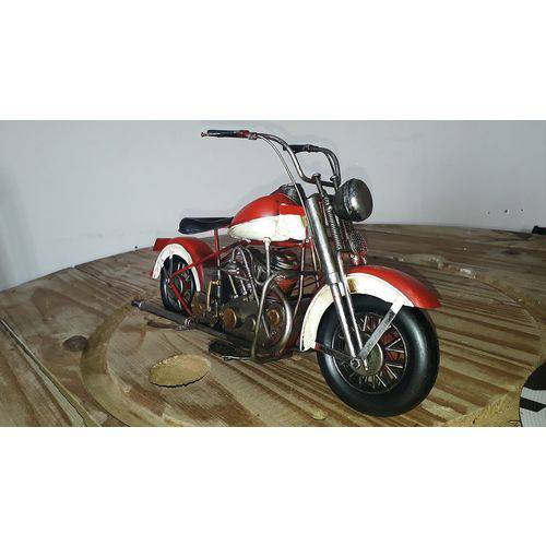 Moto Vintage Decorativa de Metal Red & White 1208