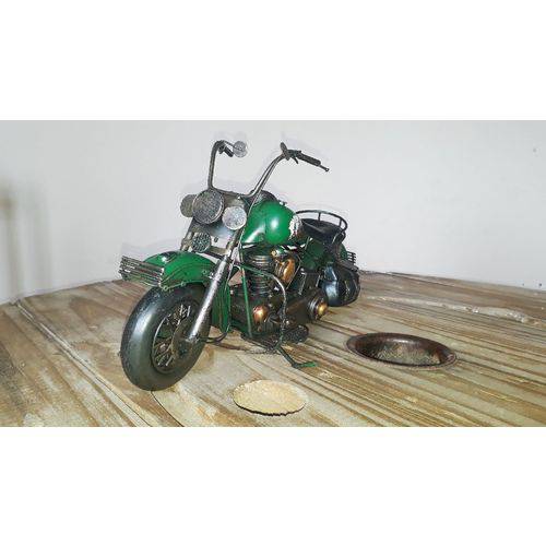Moto Vintage Decorativa de Metal Verde Indian 1208