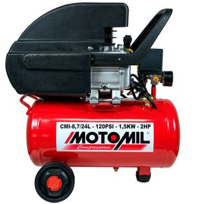 Motocompressor de Ar 2HP 8,7 Pés 3/min 24L Bivolt - Motomil