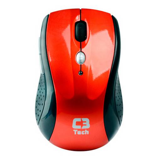 Mouse C3 Tech Sem Fio 2.4GHz M-W012 Rd Vermelho