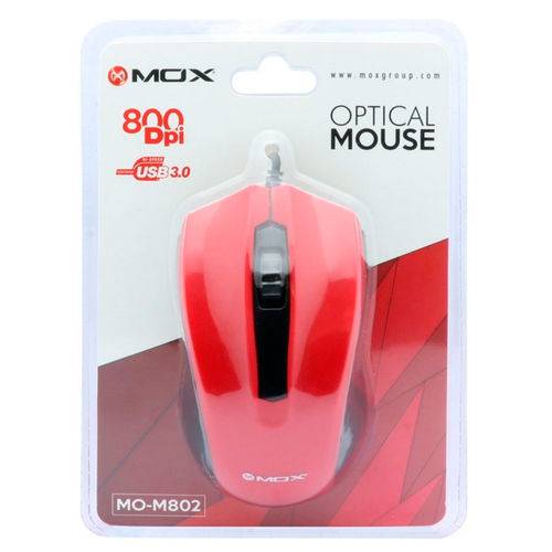 Mouse com Fio Mox Mo-m802 - Vermelho e Preto
