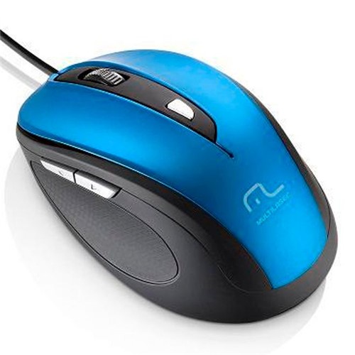 Mouse com Fio USB Comfort 6 Botoes Azul Metalizado/Preto MO244 Multilaser