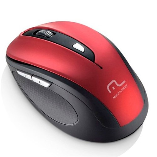 Mouse com Fio USB Comfort 6 Botoes Vermelho Metalizado/Preto MO243 Multilaser