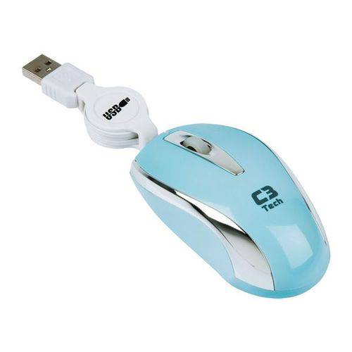 Mouse C3tech Mini Ms3209lsi Retrátil Usb Azul