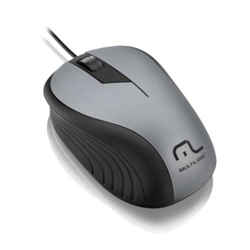 Mouse Emborrachado Cinza e Preto Multilaser - Mo225