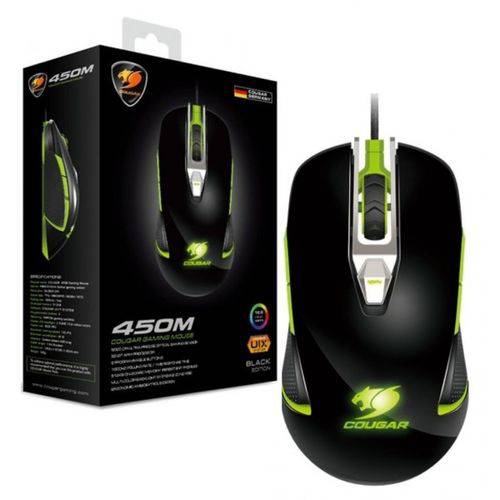 Mouse Gamer Cougar Gaming 450m Black/Green Rgb 5.000 Dpi Óptico - Moc450b