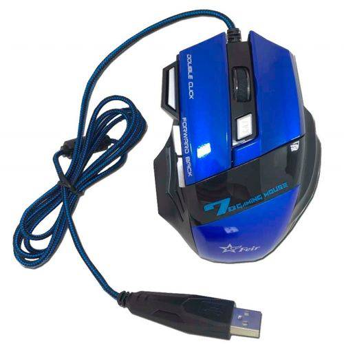 Mouse Gamer Feir Fr-404 (Preto/Azul) / 3200dpi / 6 Botões / Luzes de Led