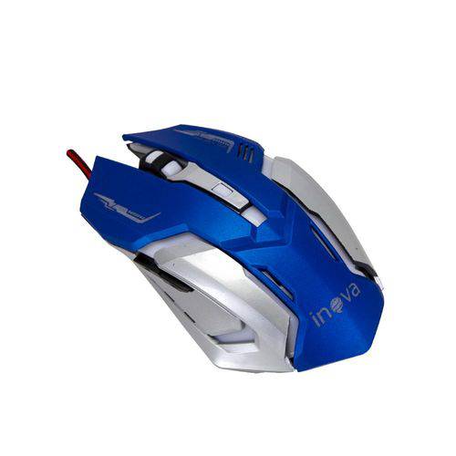 Mouse Gamer Inova com Fio e Sensor Óptico - Azul e Prata