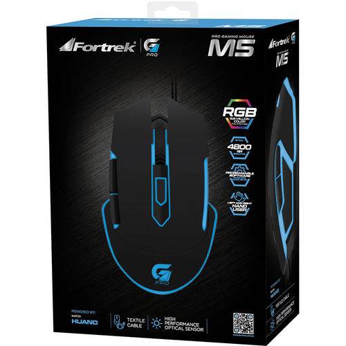 Mouse Gamer Pro M5 Rgb Preto Fortrek